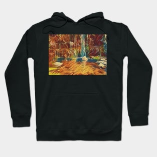 waterfall art from a mountain/hill Hoodie